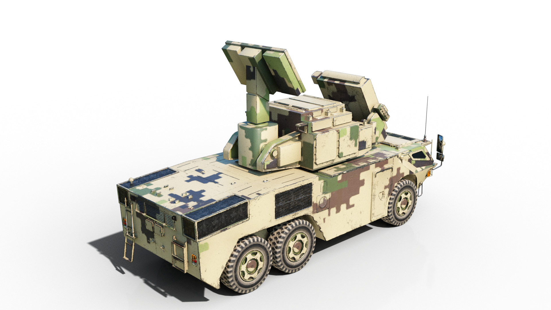 4 coatings of PLA HQ17A HQ-17A SURFACE-TO-AIR MISSILE SYSTEM Low-poly 3D model_8
