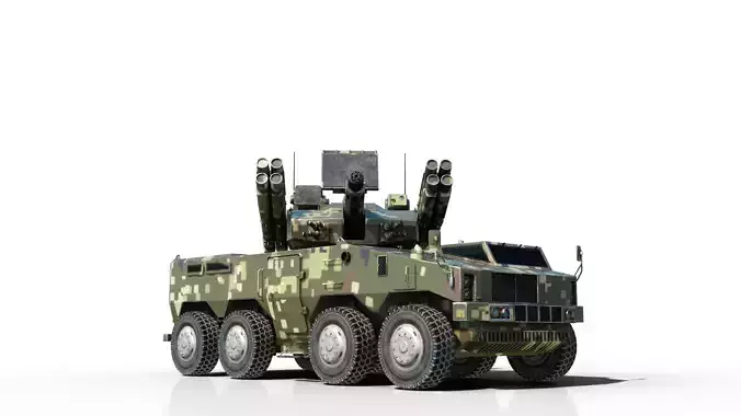 4 coatings of PLA Type 625E AA Gun Missile System PGL625 PGL-625 Low-poly 3D model