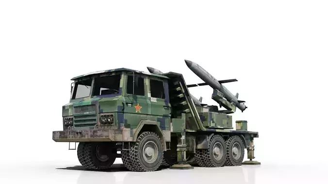 PLA Navy YJ-18 YJ18 ANTI-SHIP MISSILE Launcher Low-poly 3D model