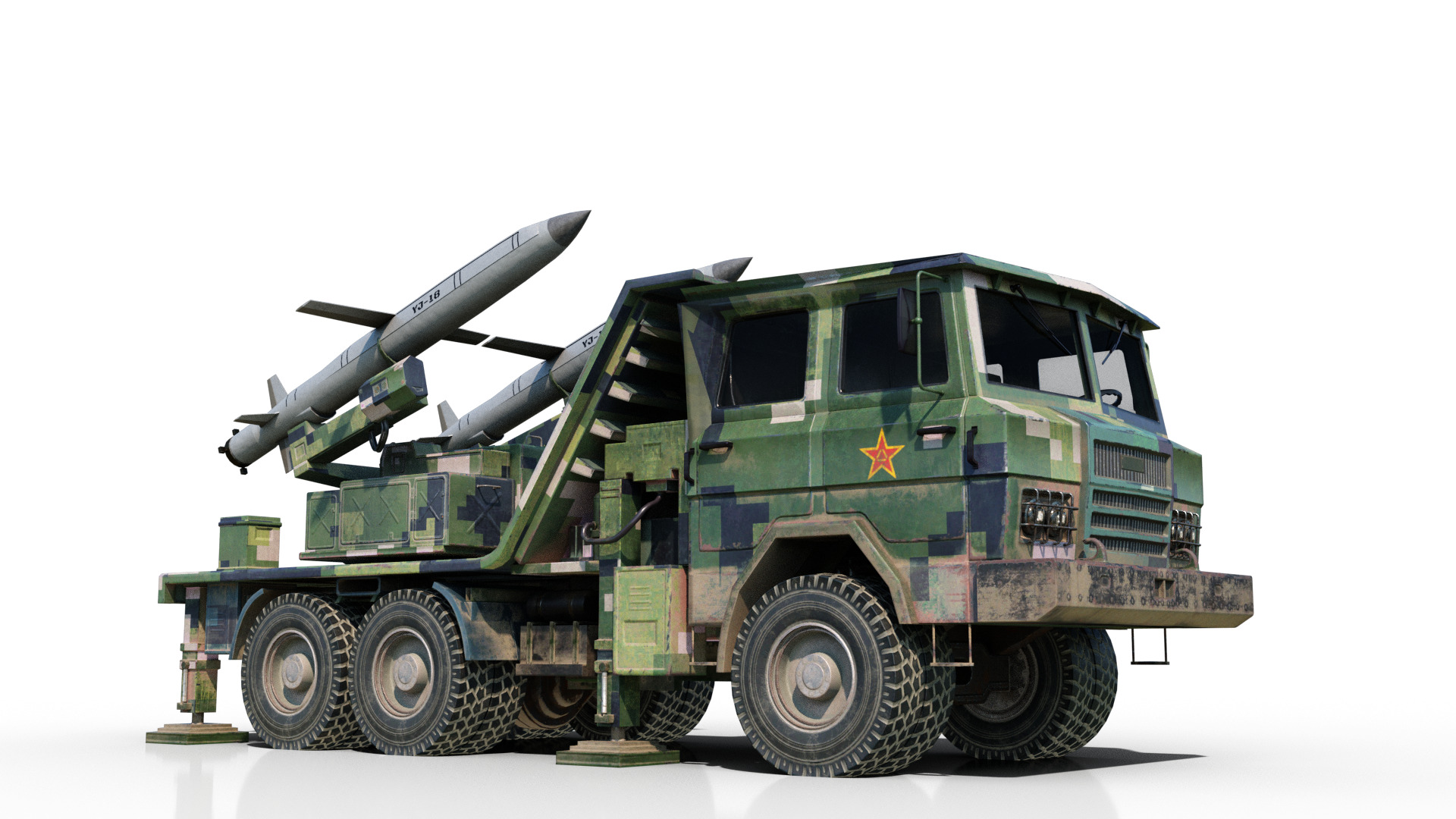 PLA Navy YJ-18 YJ18 ANTI-SHIP MISSILE Launcher Low-poly 3D model_1