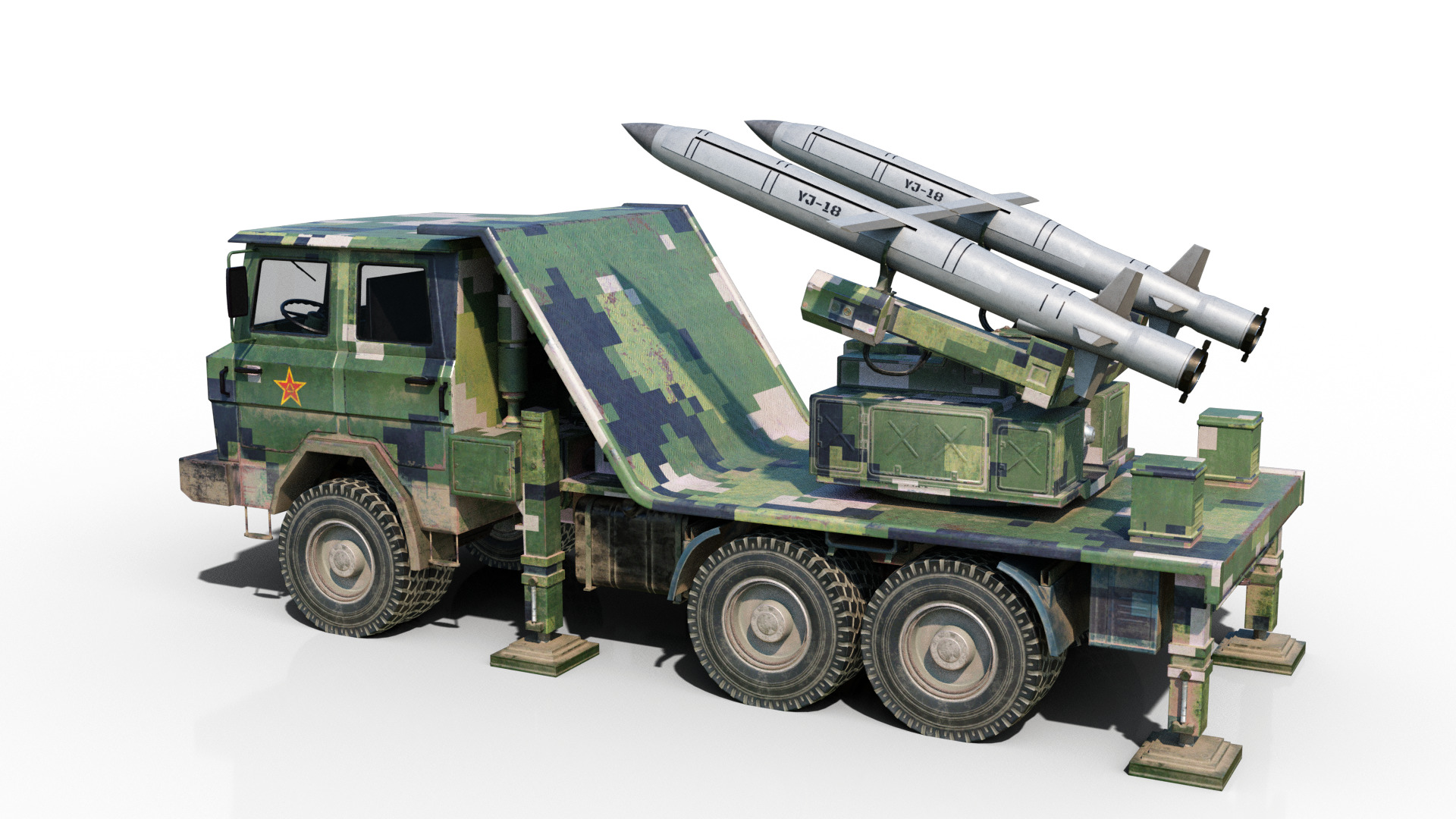 PLA Navy YJ-18 YJ18 ANTI-SHIP MISSILE Launcher Low-poly 3D model_3