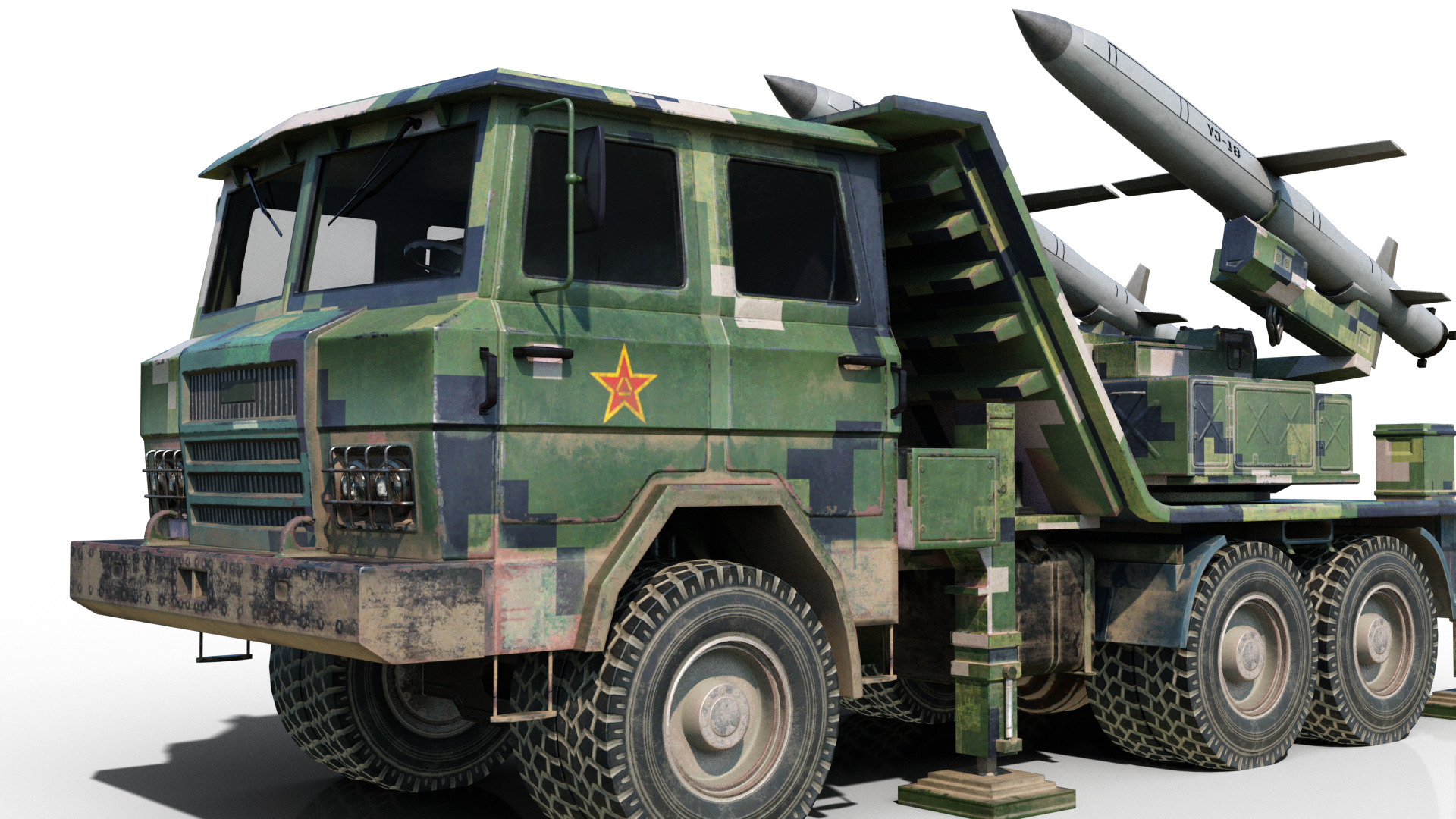 PLA Navy YJ-18 YJ18 ANTI-SHIP MISSILE Launcher Low-poly 3D model_5