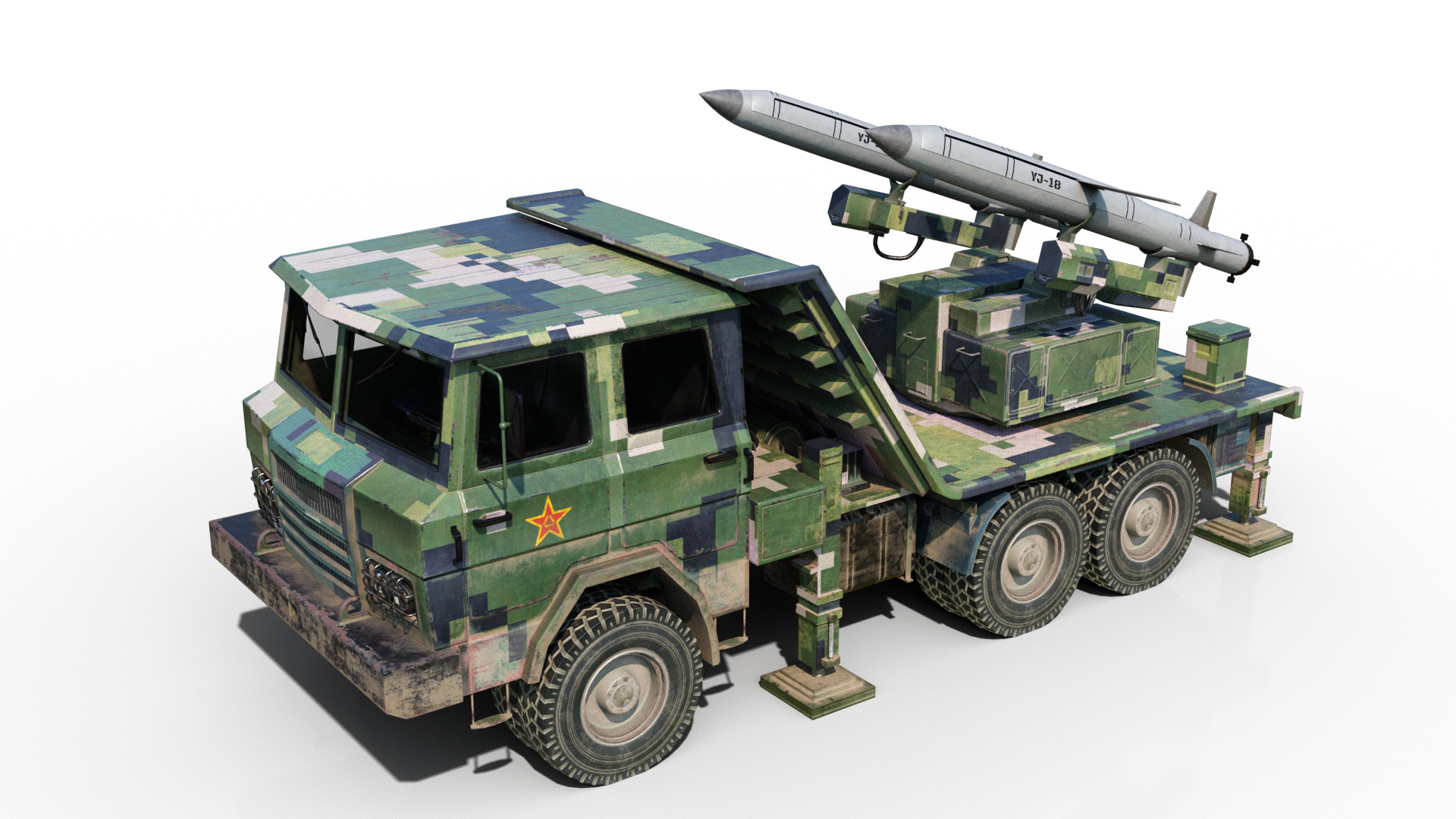 PLA Navy YJ-18 YJ18 ANTI-SHIP MISSILE Launcher Low-poly 3D model_4