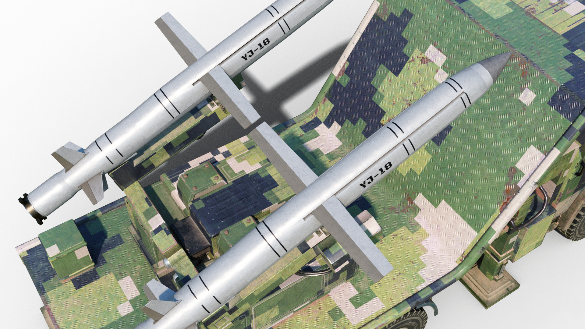PLA Navy YJ-18 YJ18 ANTI-SHIP MISSILE Launcher Low-poly 3D model_7