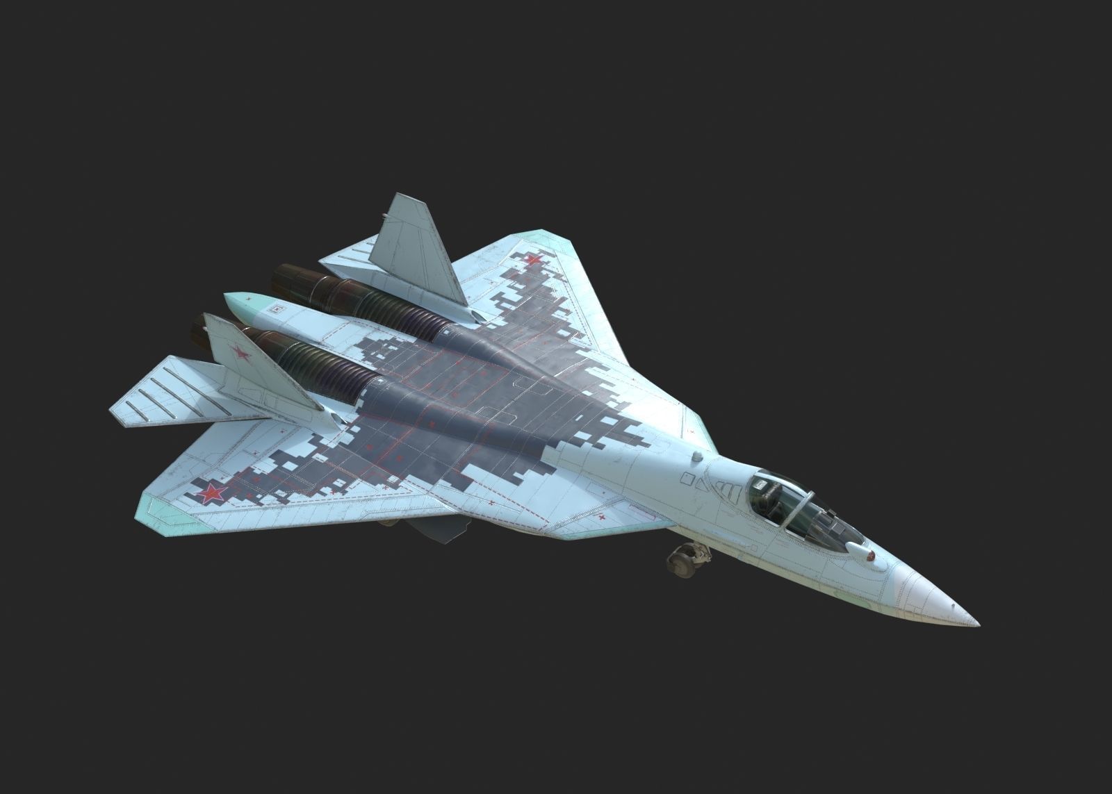 4 coatings of Sukhoi Su-57 Felon Stealth Fighter Low-poly 3D model_8
