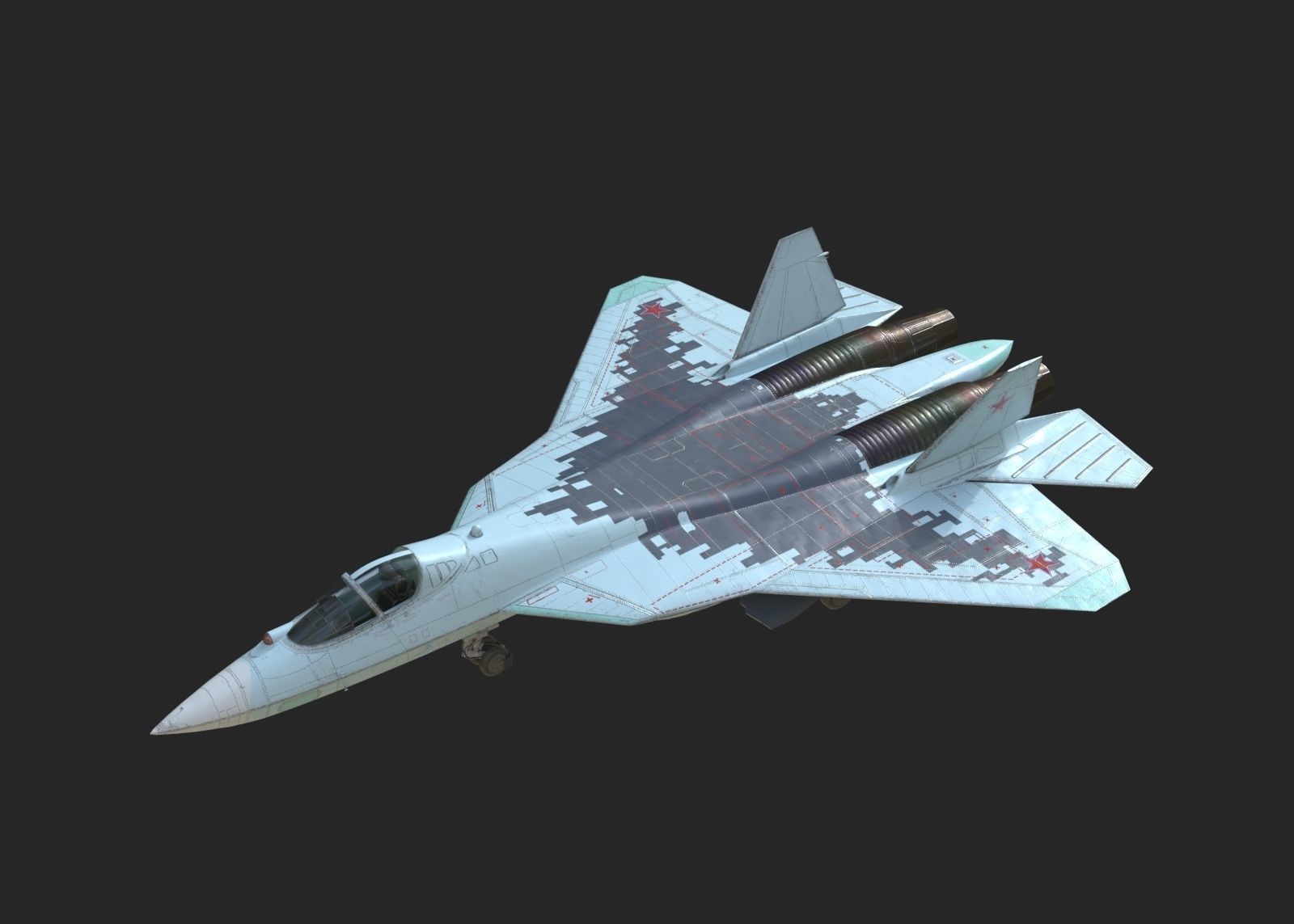 4 coatings of Sukhoi Su-57 Felon Stealth Fighter Low-poly 3D model_7