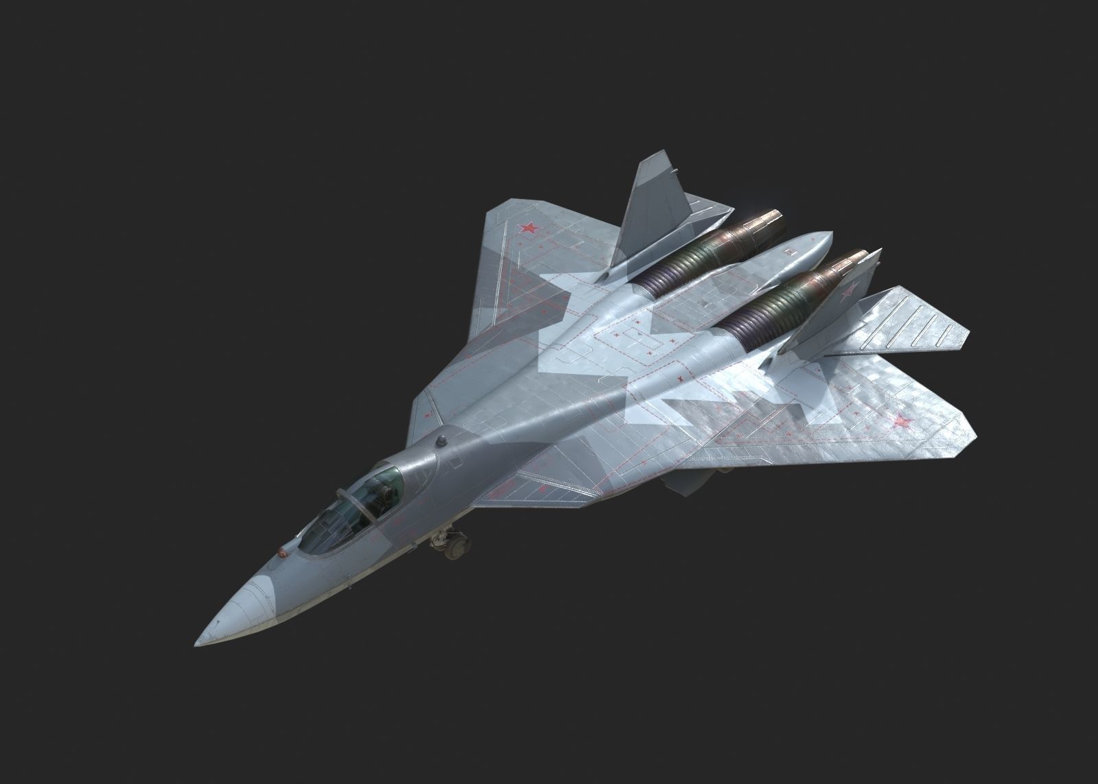 4 coatings of Sukhoi Su-57 Felon Stealth Fighter Low-poly 3D model_1