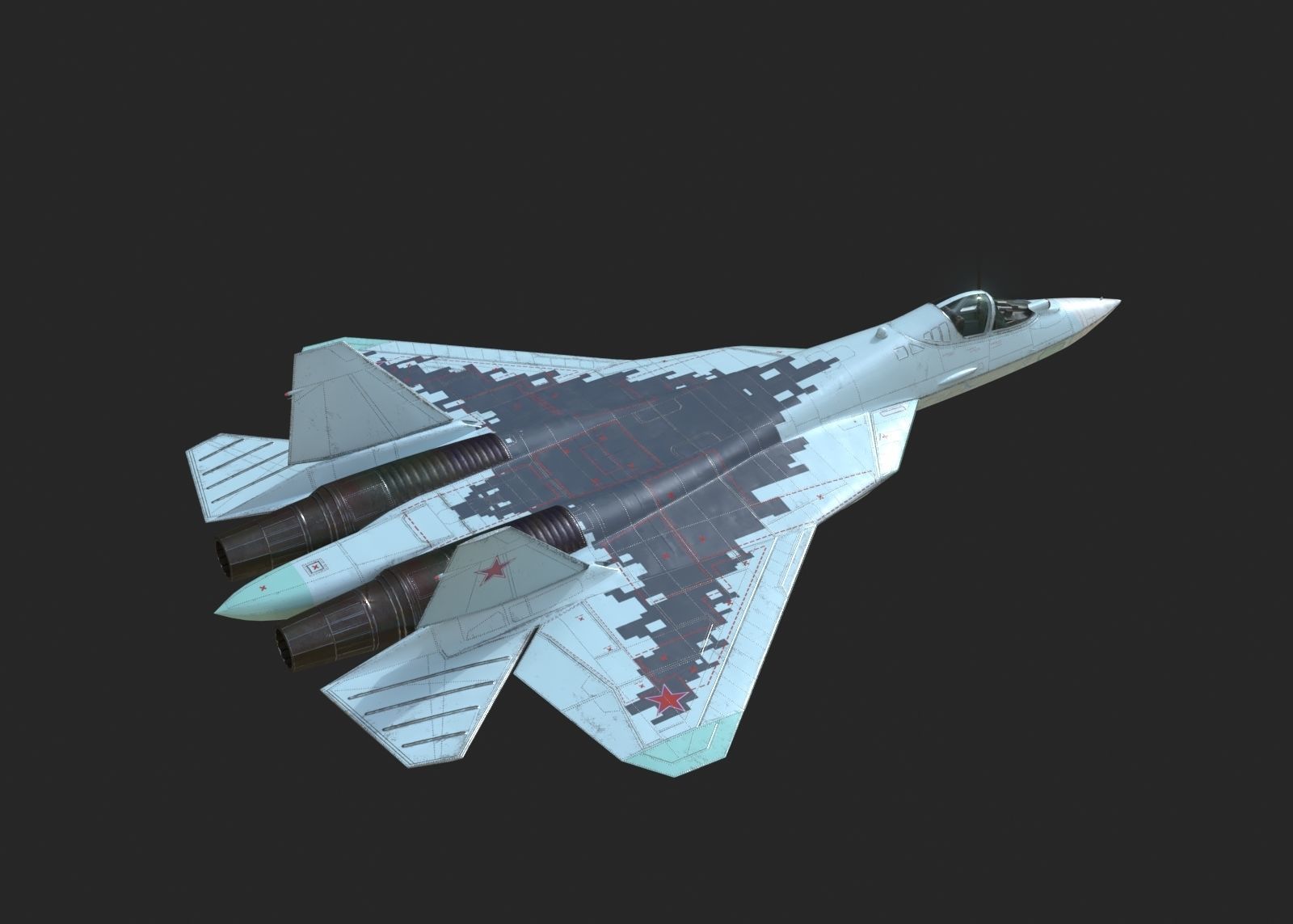 4 coatings of Sukhoi Su-57 Felon Stealth Fighter Low-poly 3D model_5