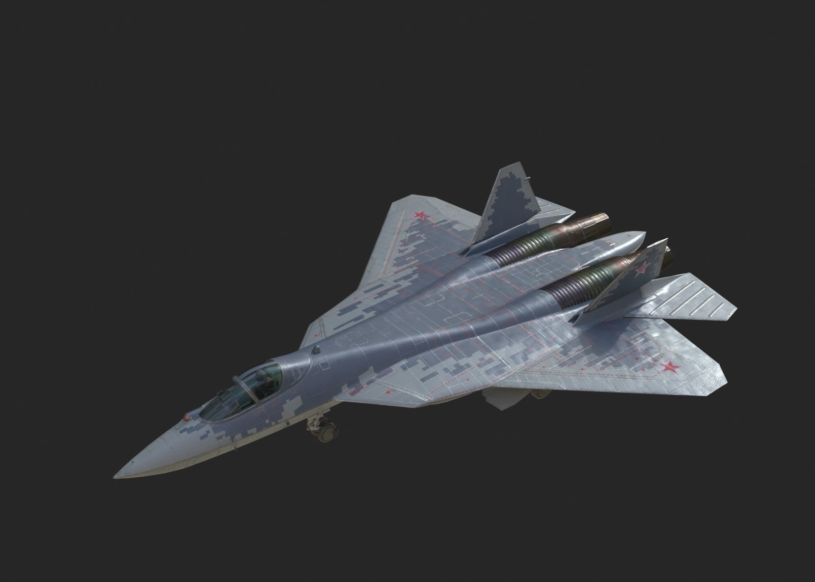 4 coatings of Sukhoi Su-57 Felon Stealth Fighter Low-poly 3D model_14