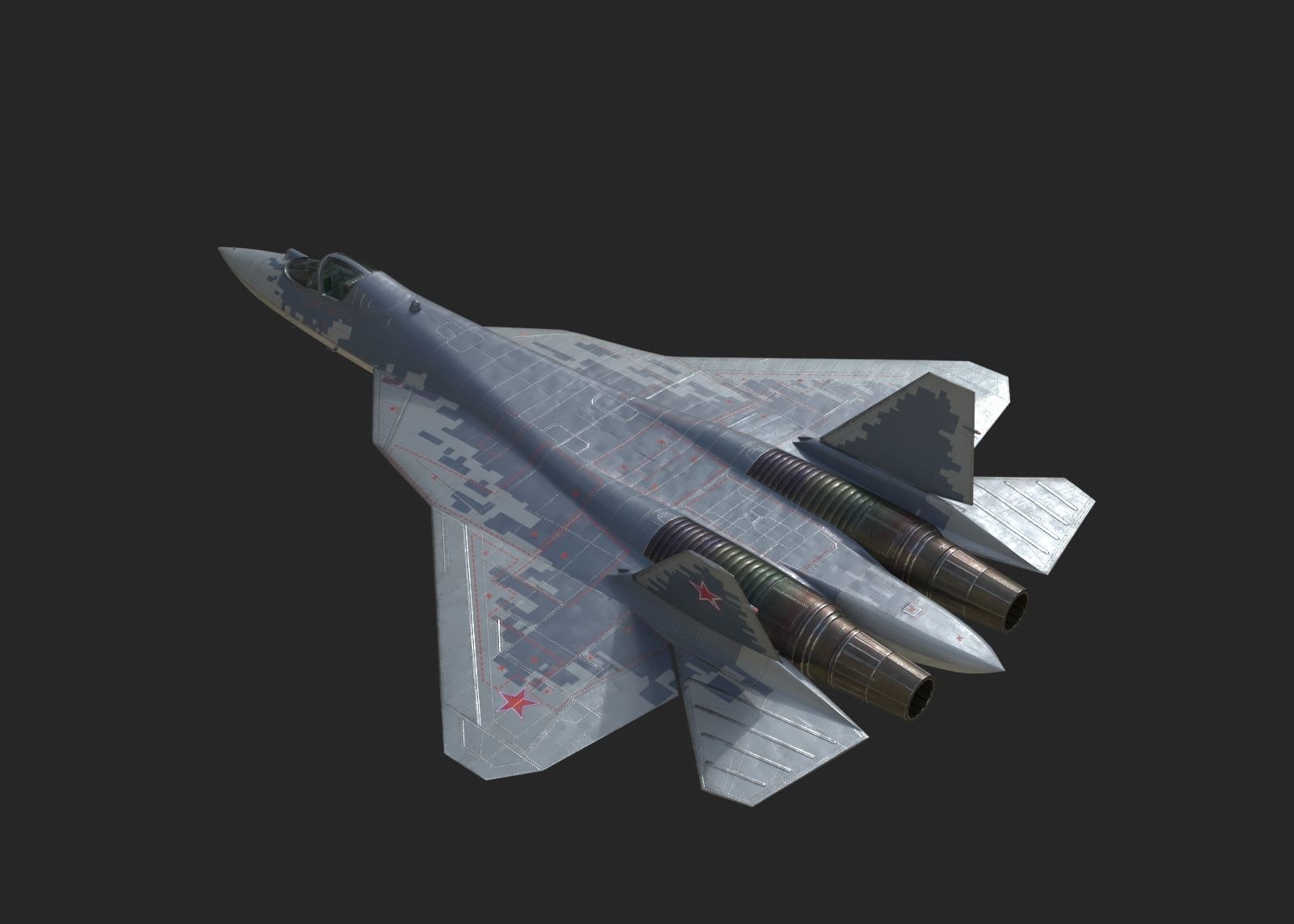 4 coatings of Sukhoi Su-57 Felon Stealth Fighter Low-poly 3D model_17