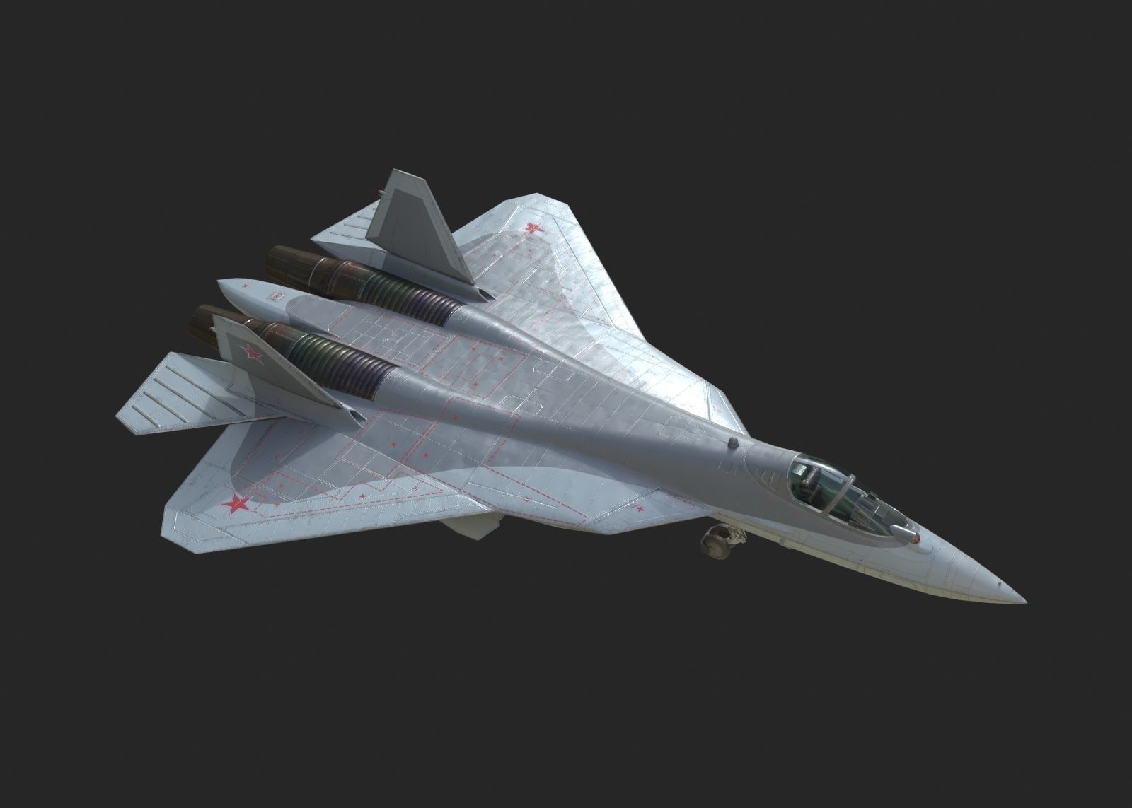 4 coatings of Sukhoi Su-57 Felon Stealth Fighter Low-poly 3D model_10