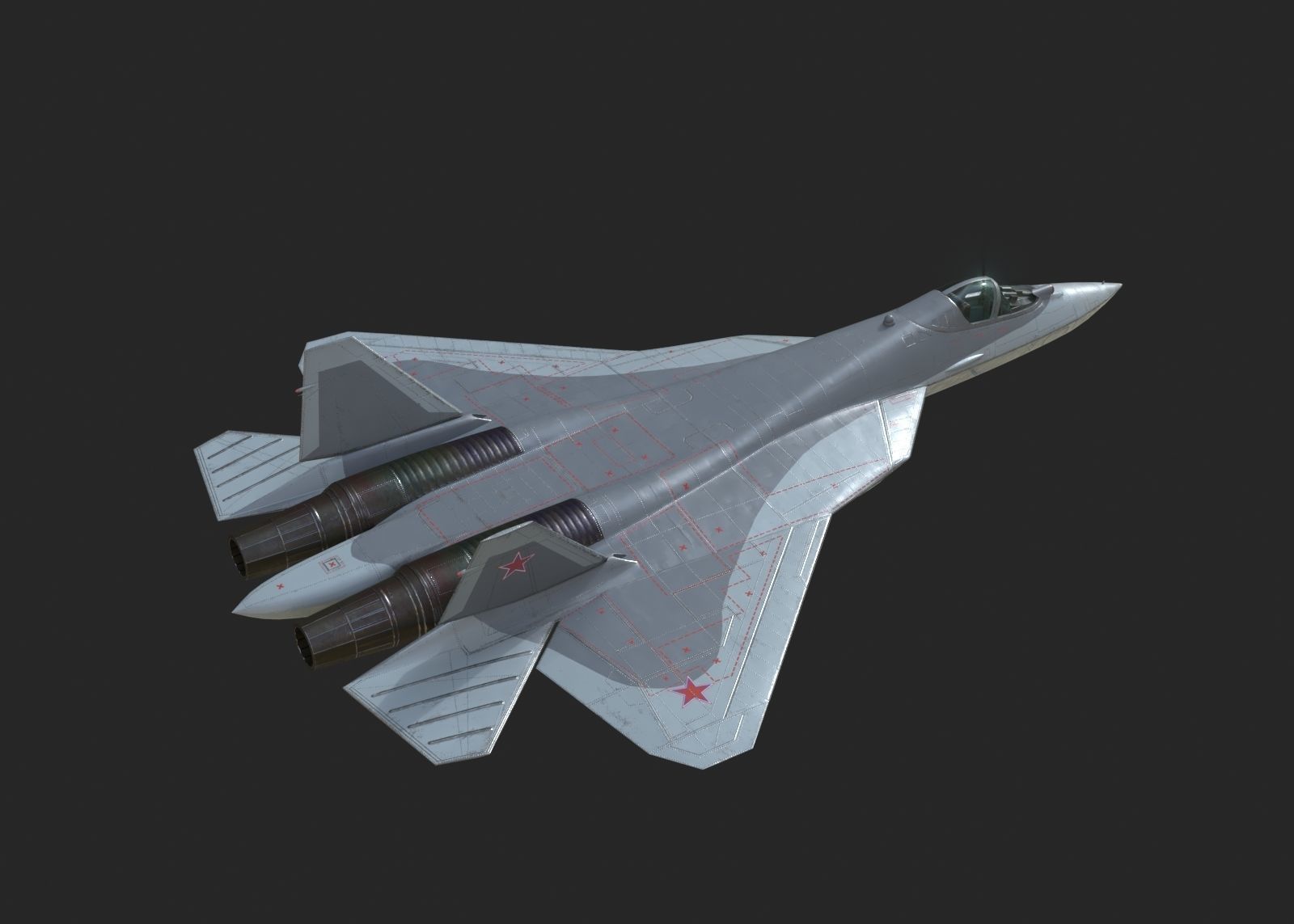 4 coatings of Sukhoi Su-57 Felon Stealth Fighter Low-poly 3D model_11