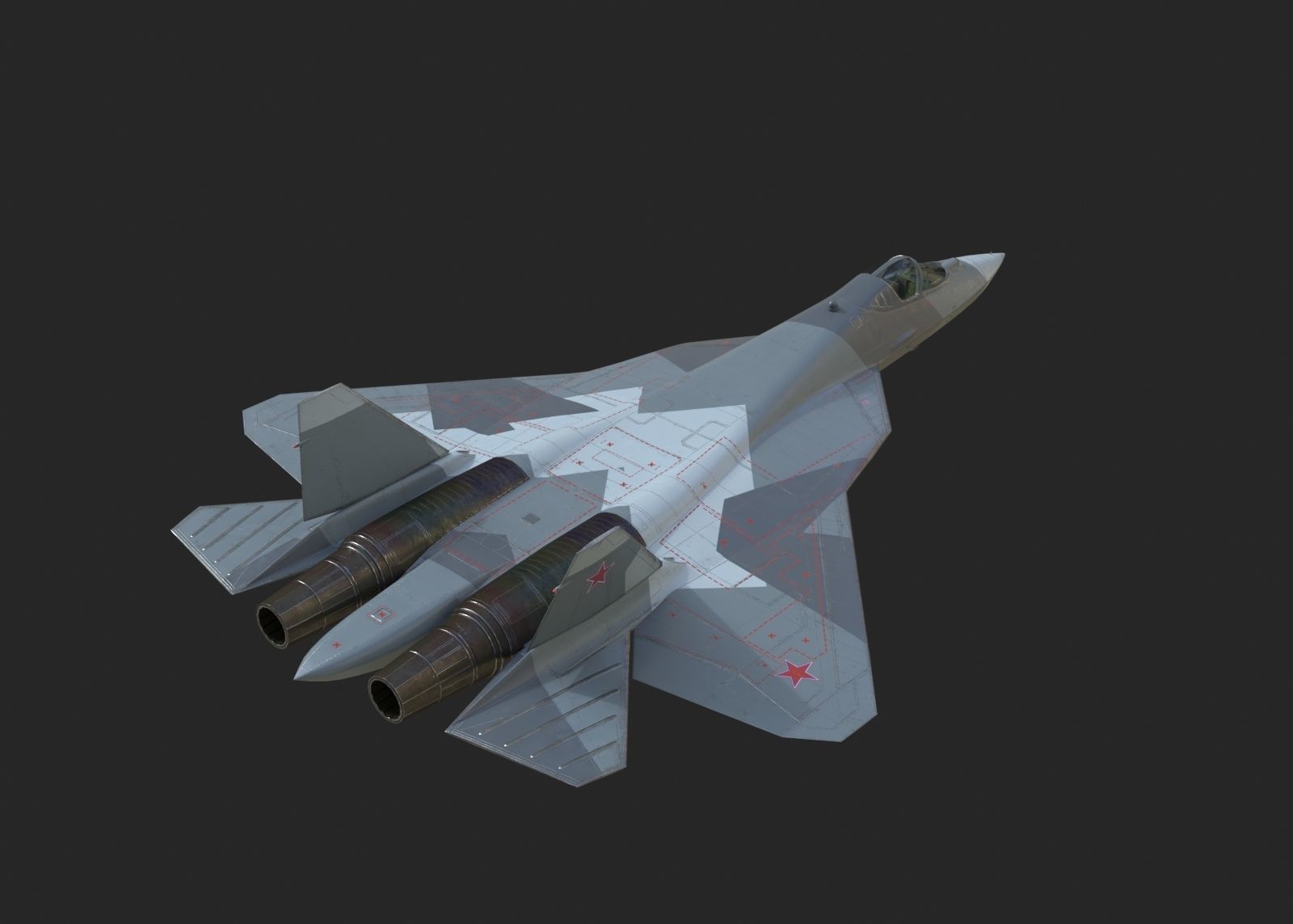 4 coatings of Sukhoi Su-57 Felon Stealth Fighter Low-poly 3D model_3