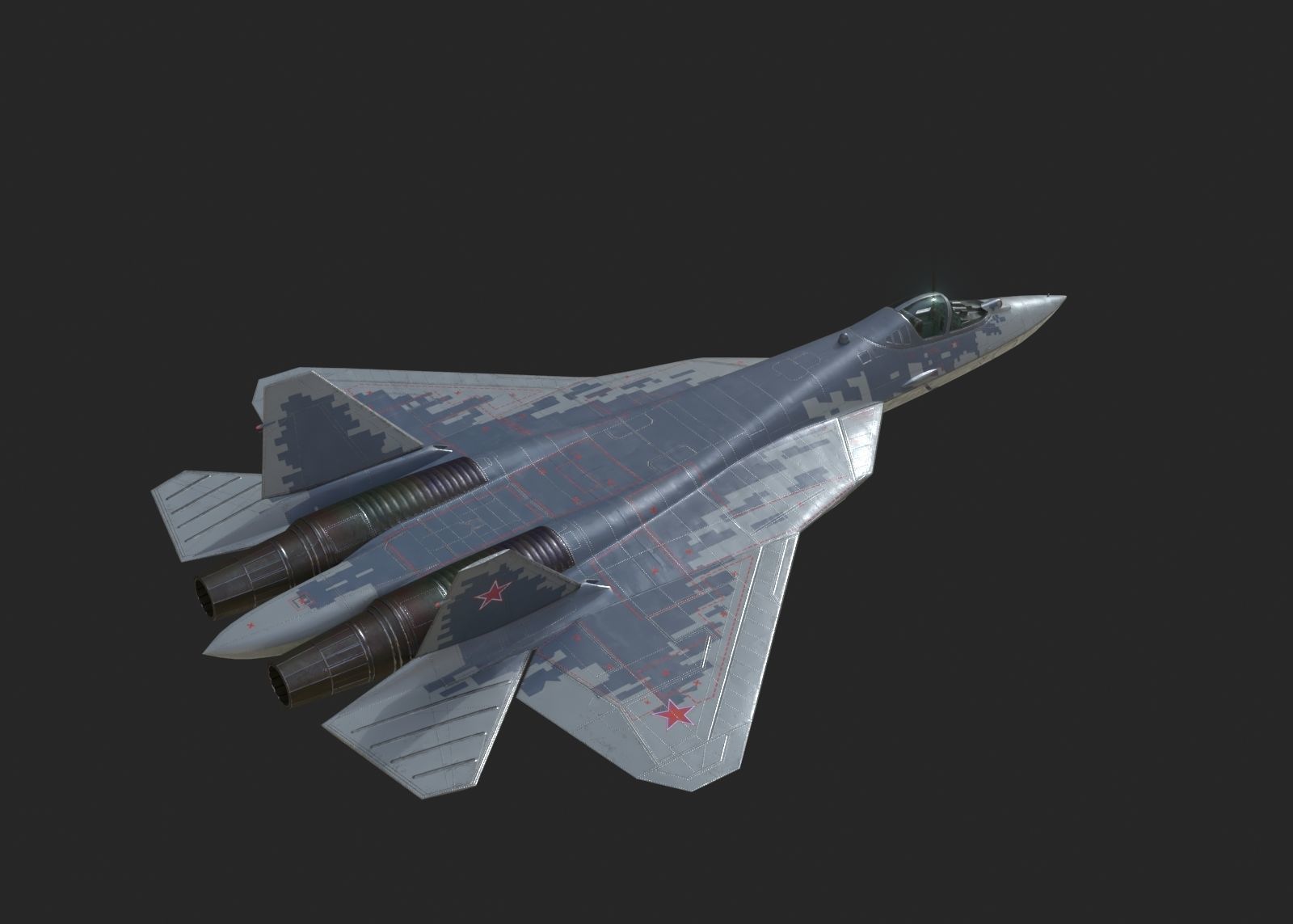 4 coatings of Sukhoi Su-57 Felon Stealth Fighter Low-poly 3D model_16