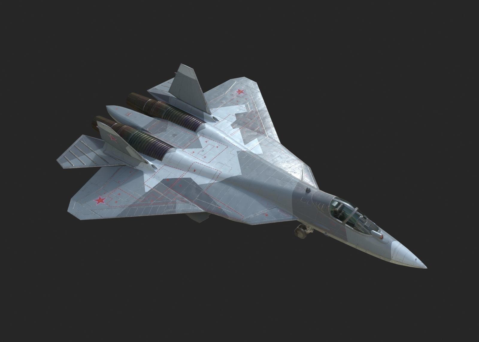 4 coatings of Sukhoi Su-57 Felon Stealth Fighter Low-poly 3D model_2