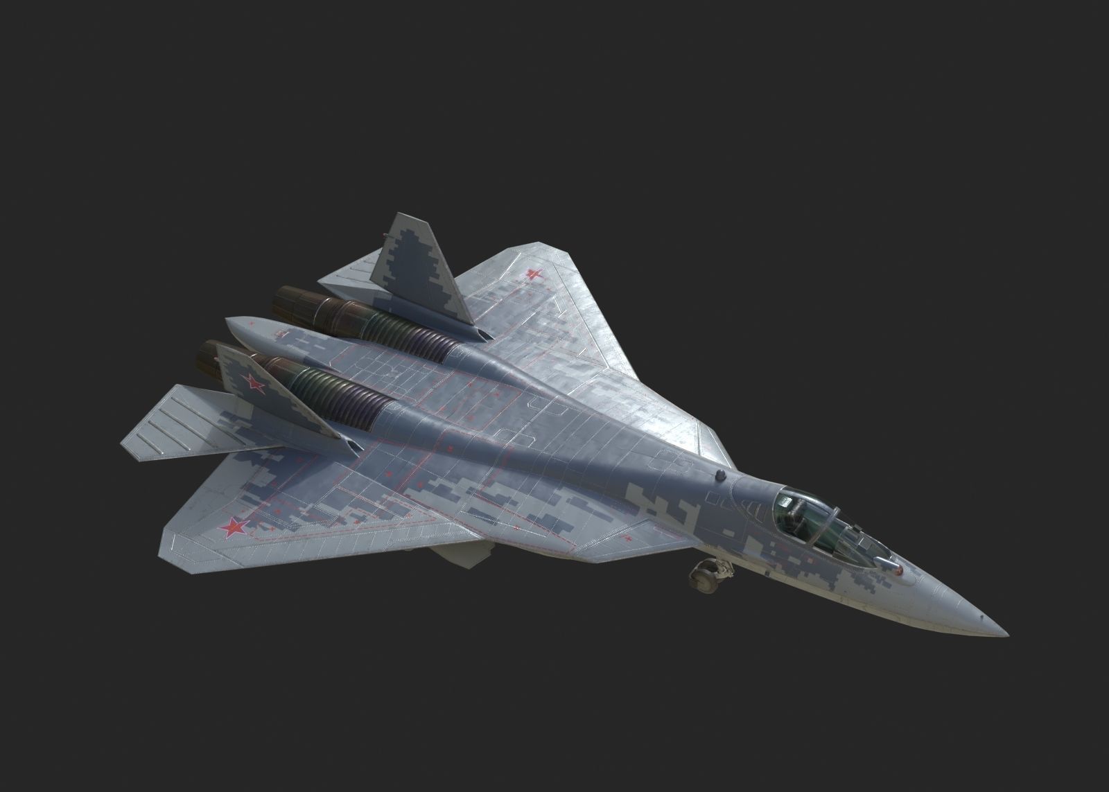 4 coatings of Sukhoi Su-57 Felon Stealth Fighter Low-poly 3D model_15