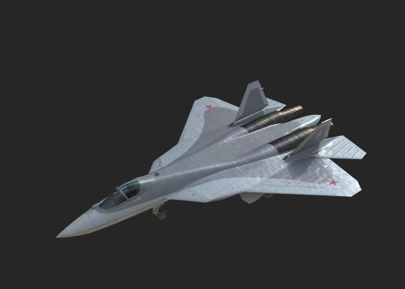 4 coatings of Sukhoi Su-57 Felon Stealth Fighter Low-poly 3D model_13