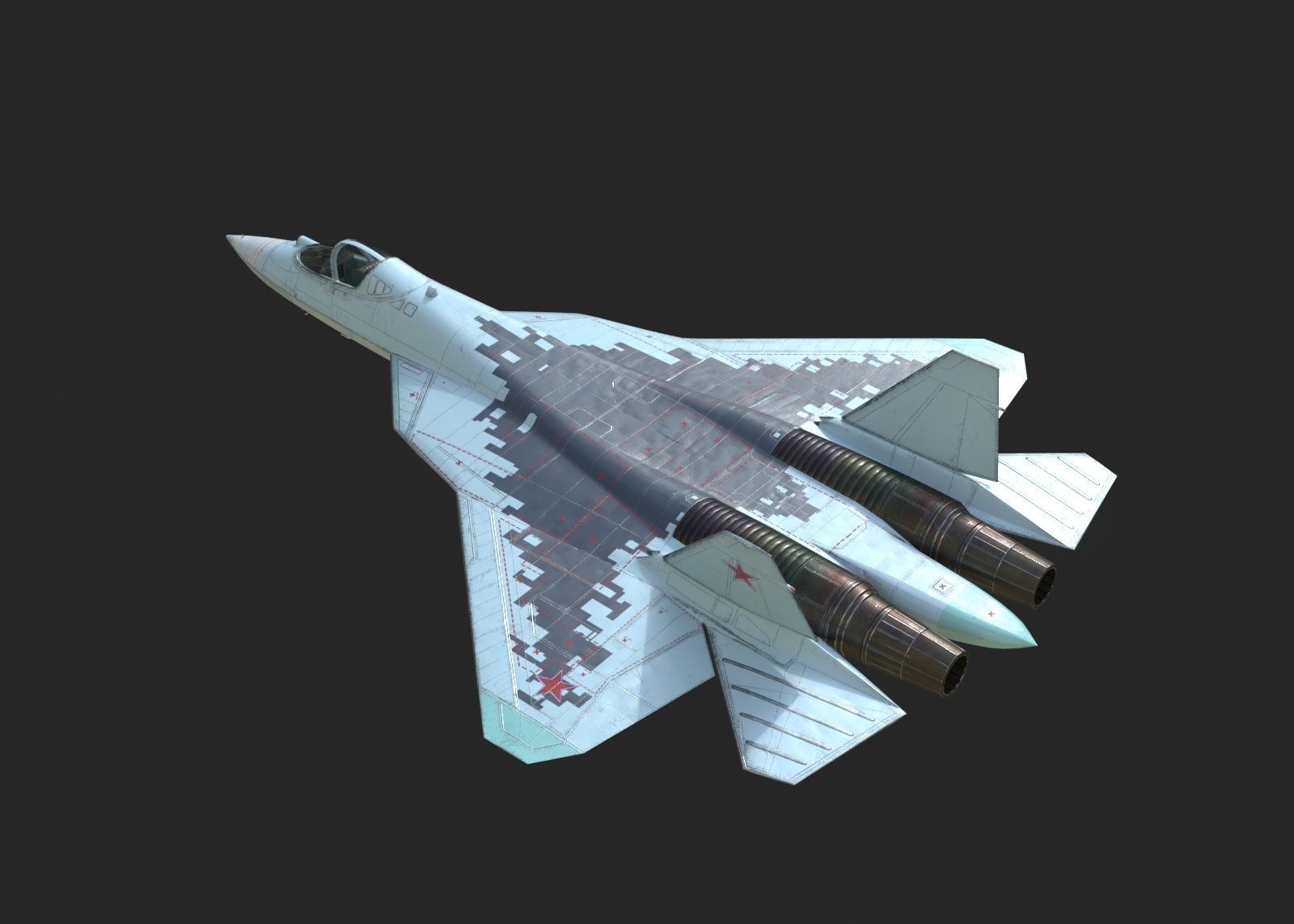 4 coatings of Sukhoi Su-57 Felon Stealth Fighter Low-poly 3D model_6