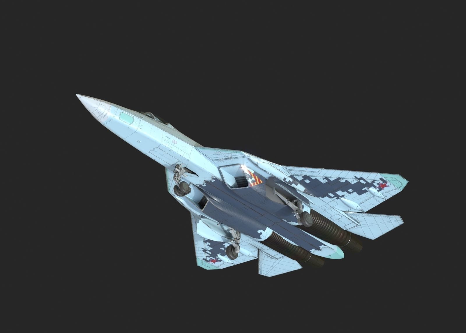 4 coatings of Sukhoi Su-57 Felon Stealth Fighter Low-poly 3D model_9