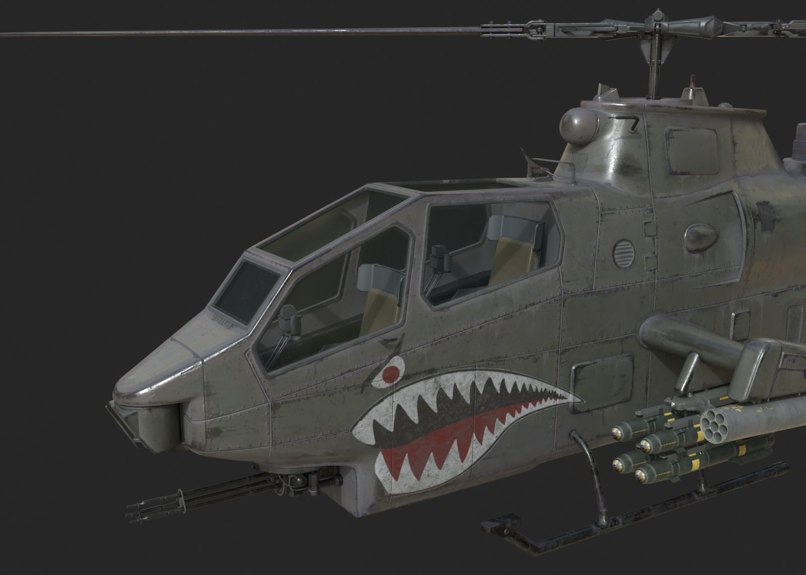 2 coatings of bell AH1 AH-1 COBRA Attack helicopter Low-poly 3D model_5