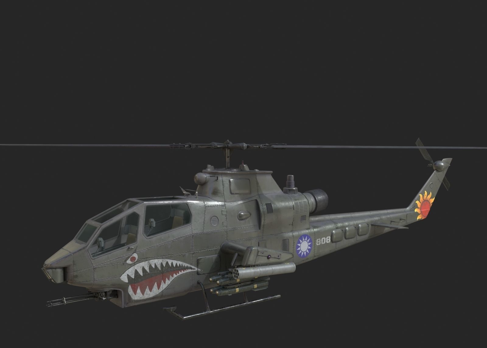 2 coatings of bell AH1 AH-1 COBRA Attack helicopter Low-poly 3D model_2