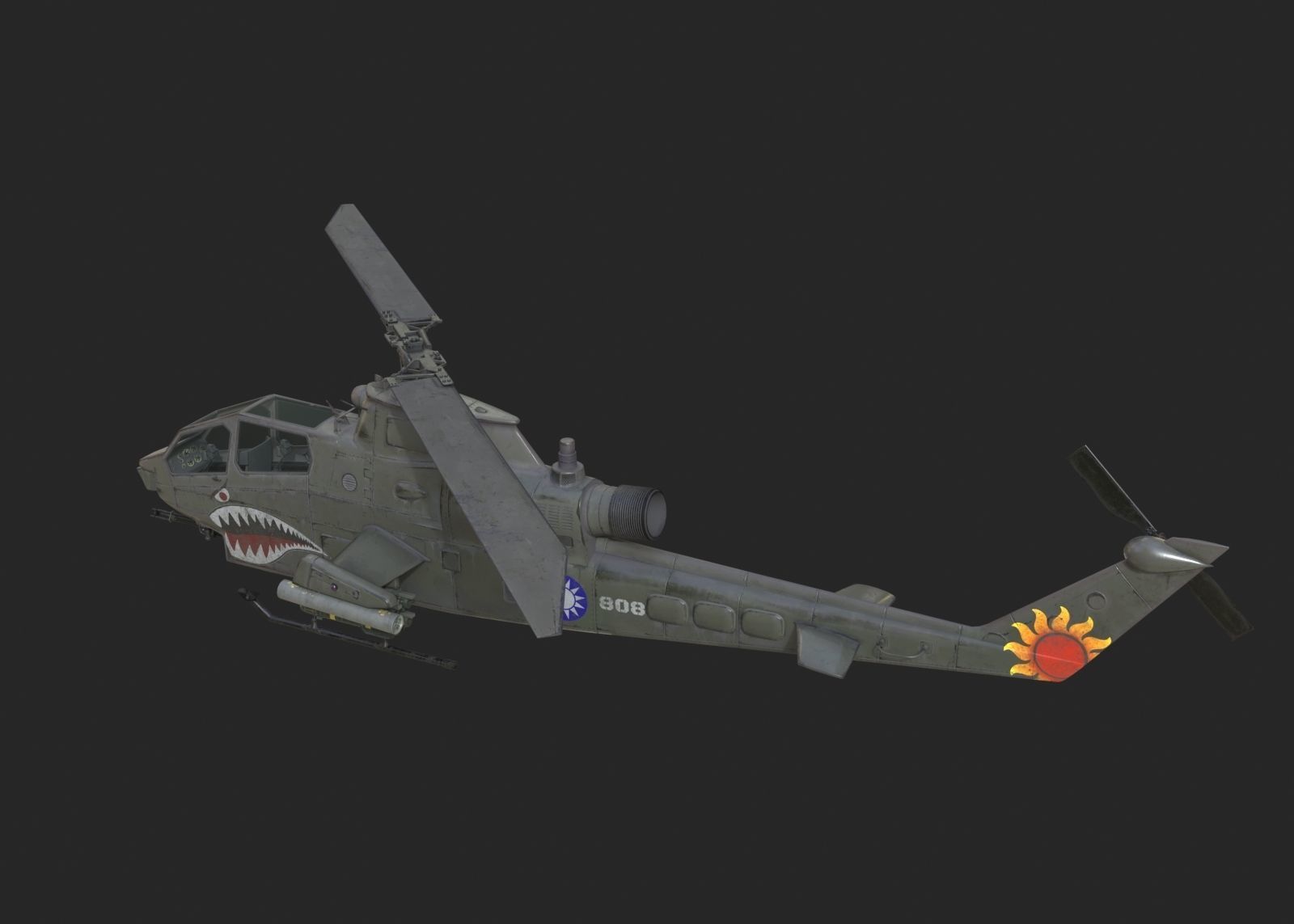 2 coatings of bell AH1 AH-1 COBRA Attack helicopter Low-poly 3D model_3
