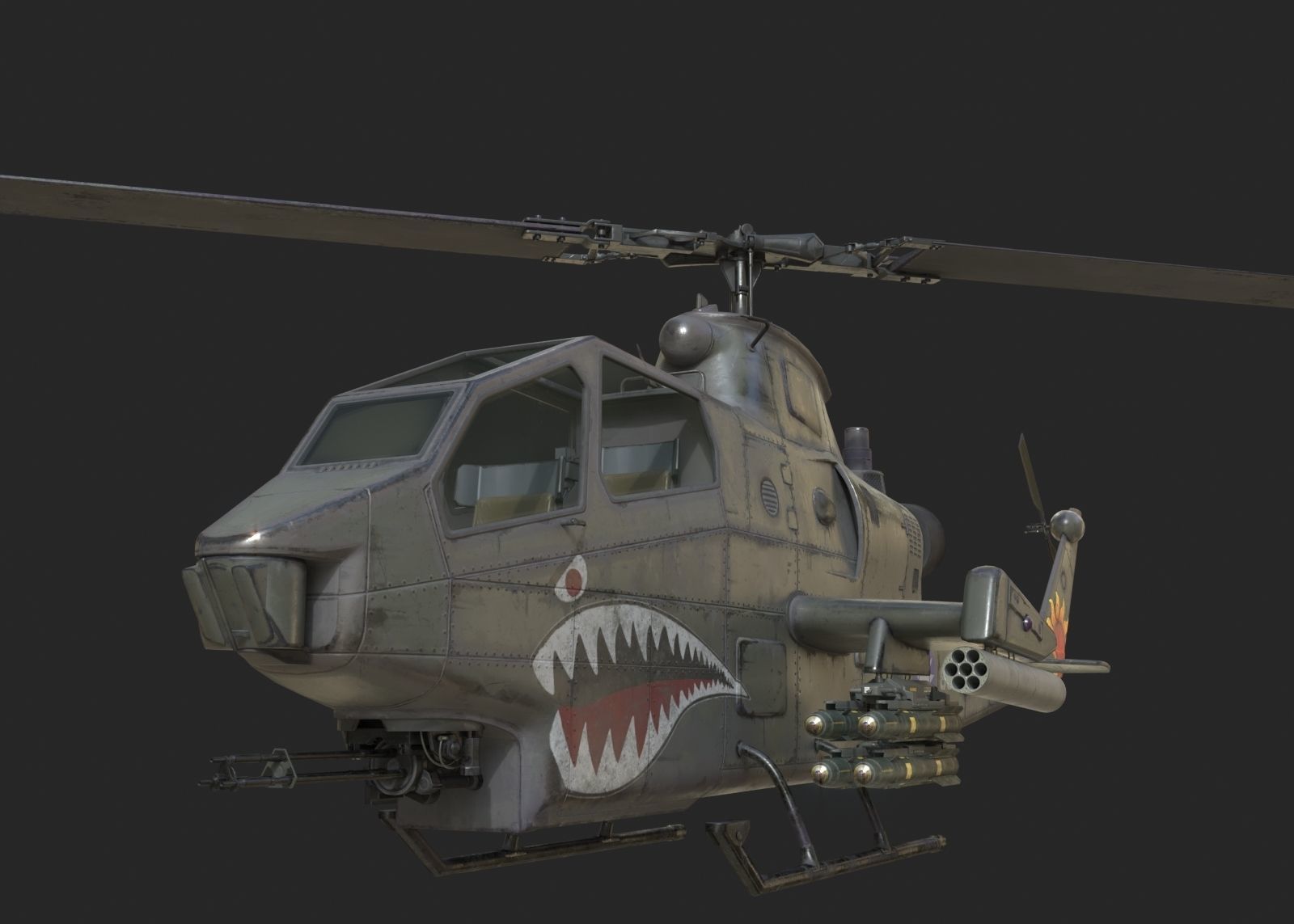 2 coatings of bell AH1 AH-1 COBRA Attack helicopter Low-poly 3D model_13