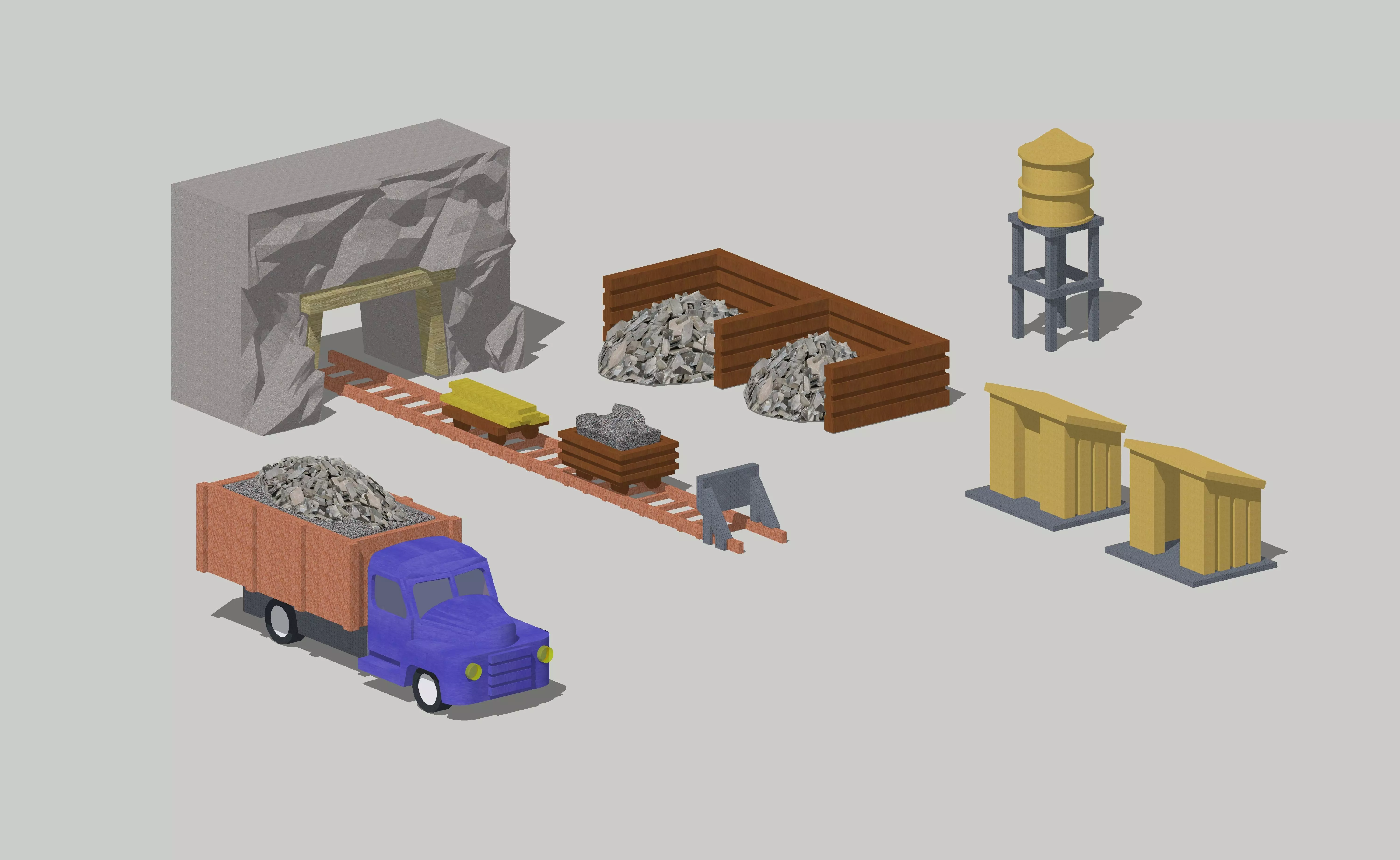 Ore Mining Accessories by Outland Models Low-poly 3D model_0
