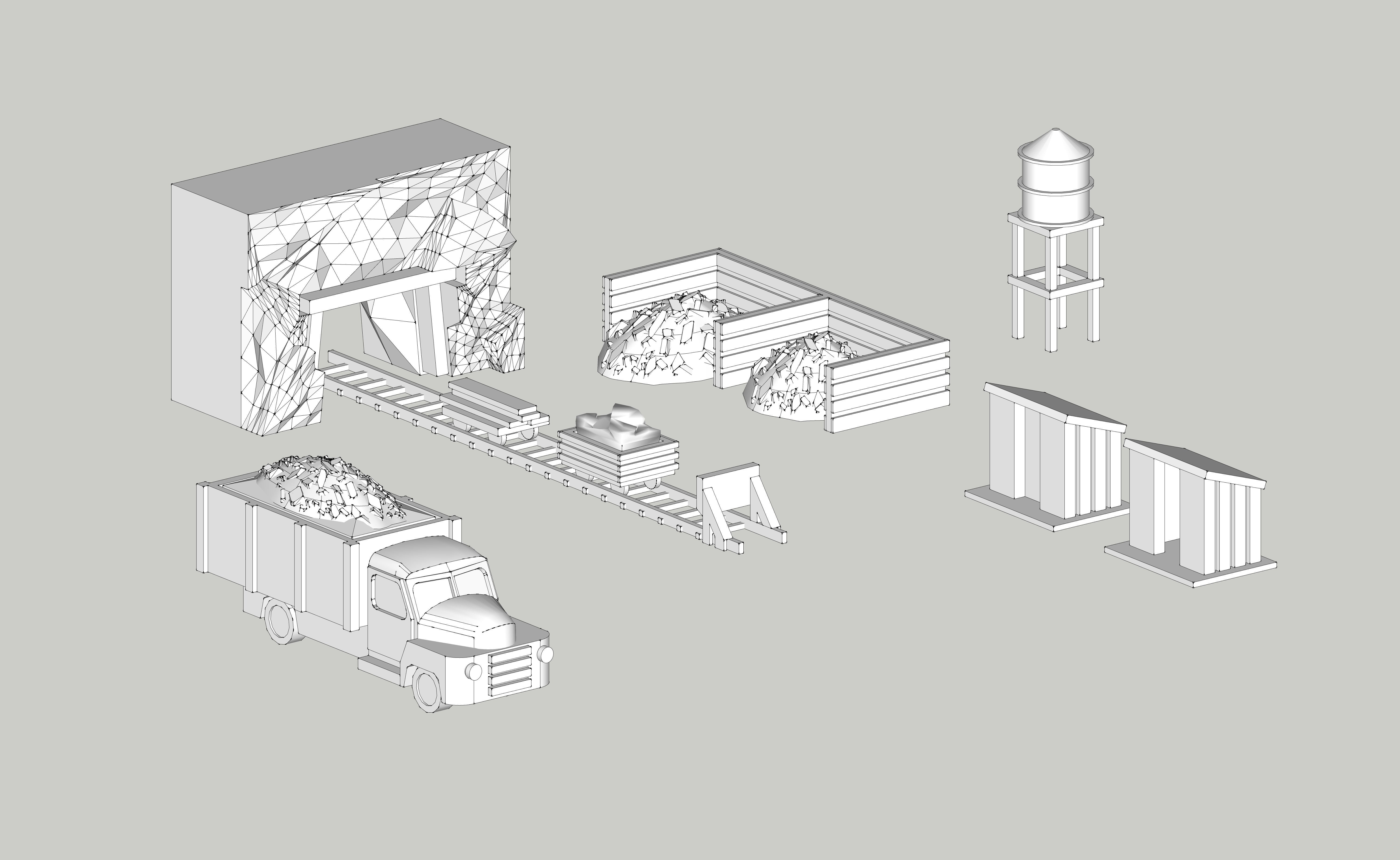 Ore Mining Accessories by Outland Models Low-poly 3D model_1