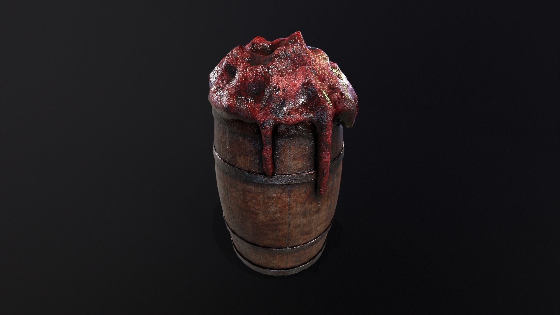 Halloween Barrel With Guts Low-poly 3D model_6