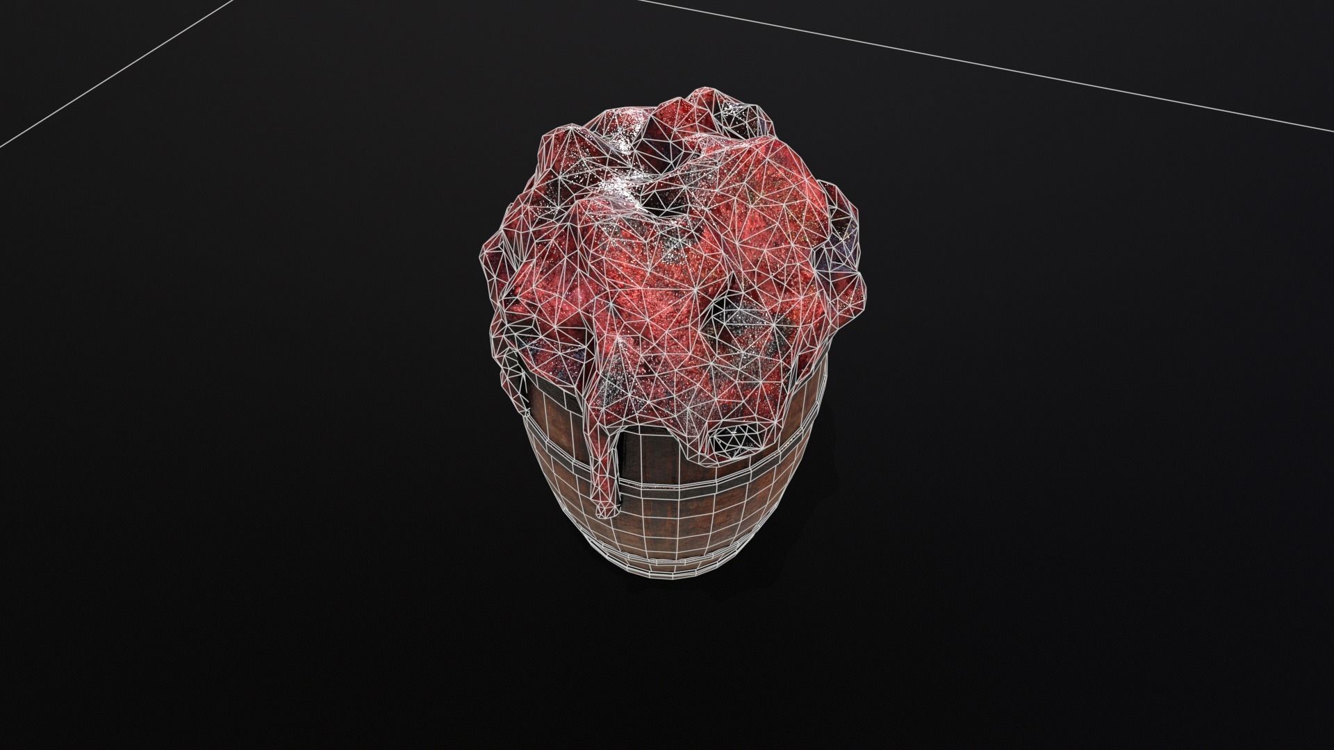 Halloween Barrel With Guts Low-poly 3D model_9