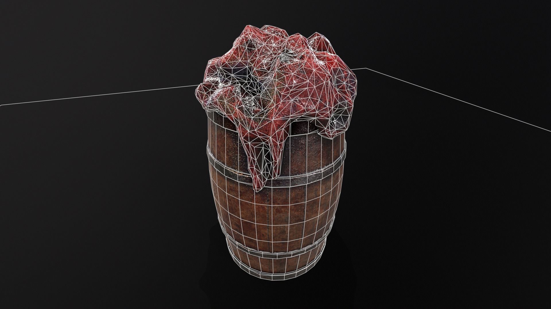 Halloween Barrel With Guts Low-poly 3D model_15