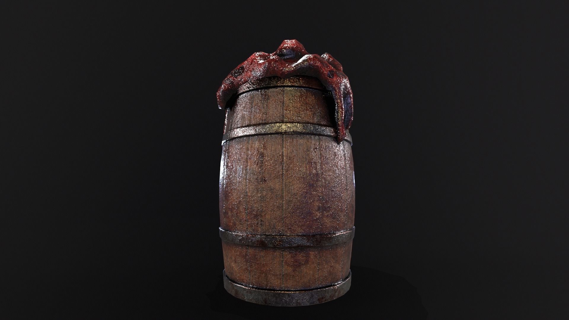 Halloween Barrel With Guts Low-poly 3D model_12