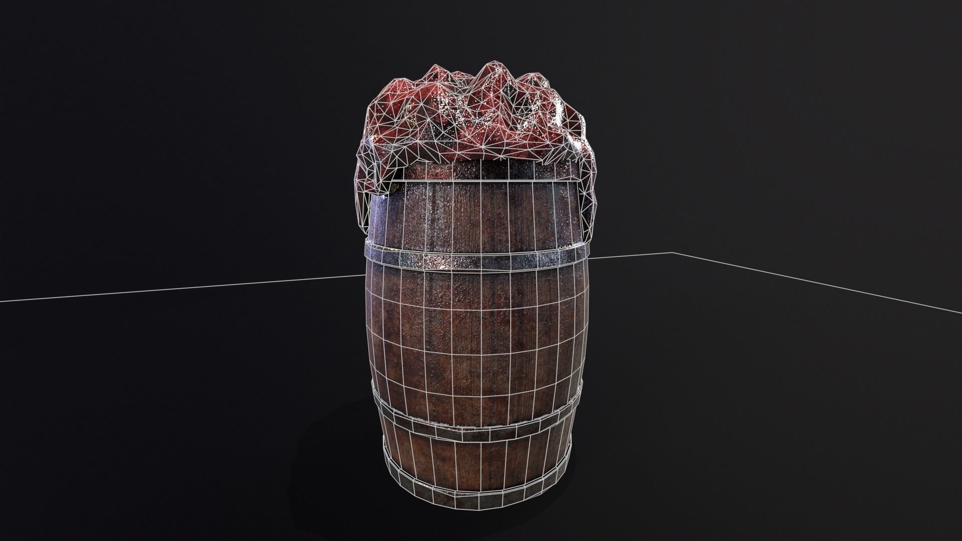 Halloween Barrel With Guts Low-poly 3D model_3