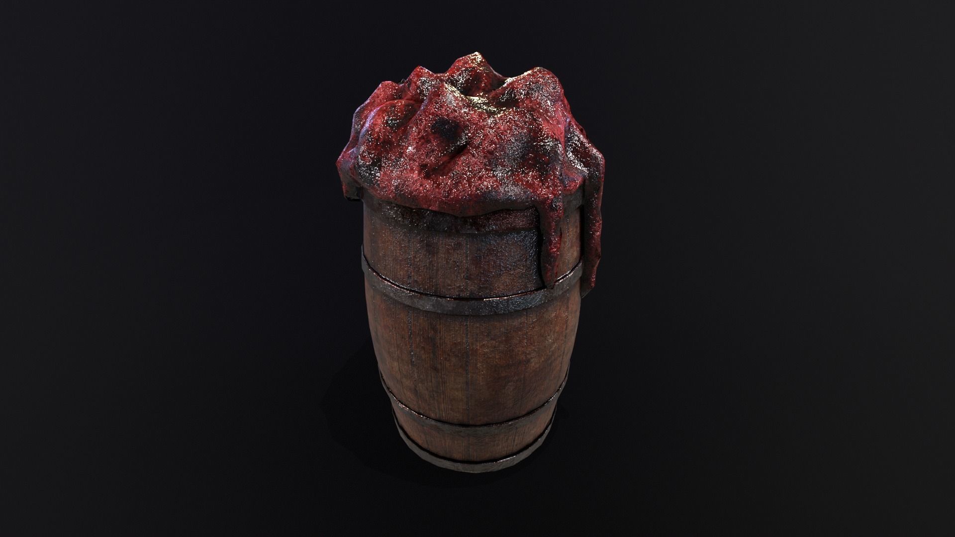 Halloween Barrel With Guts Low-poly 3D model_4