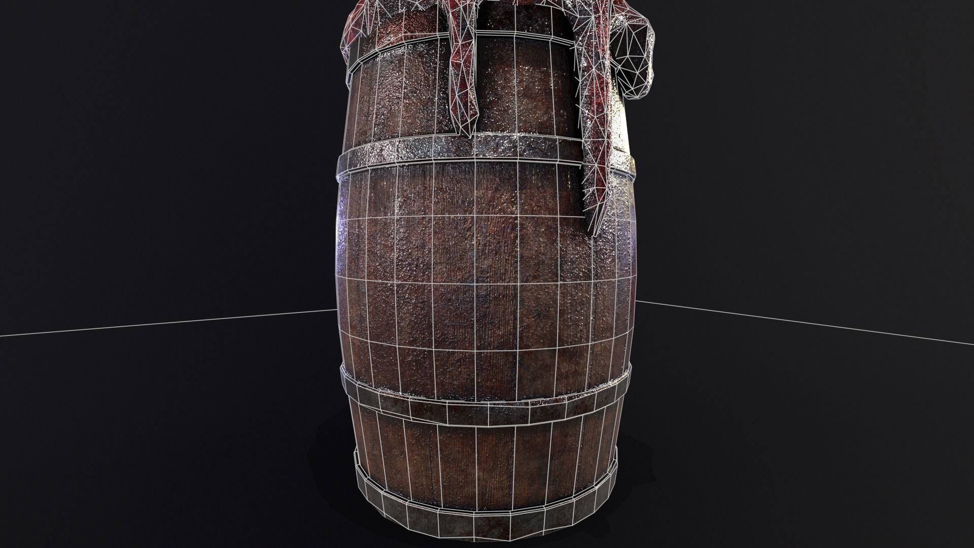 Halloween Barrel With Guts Low-poly 3D model_19