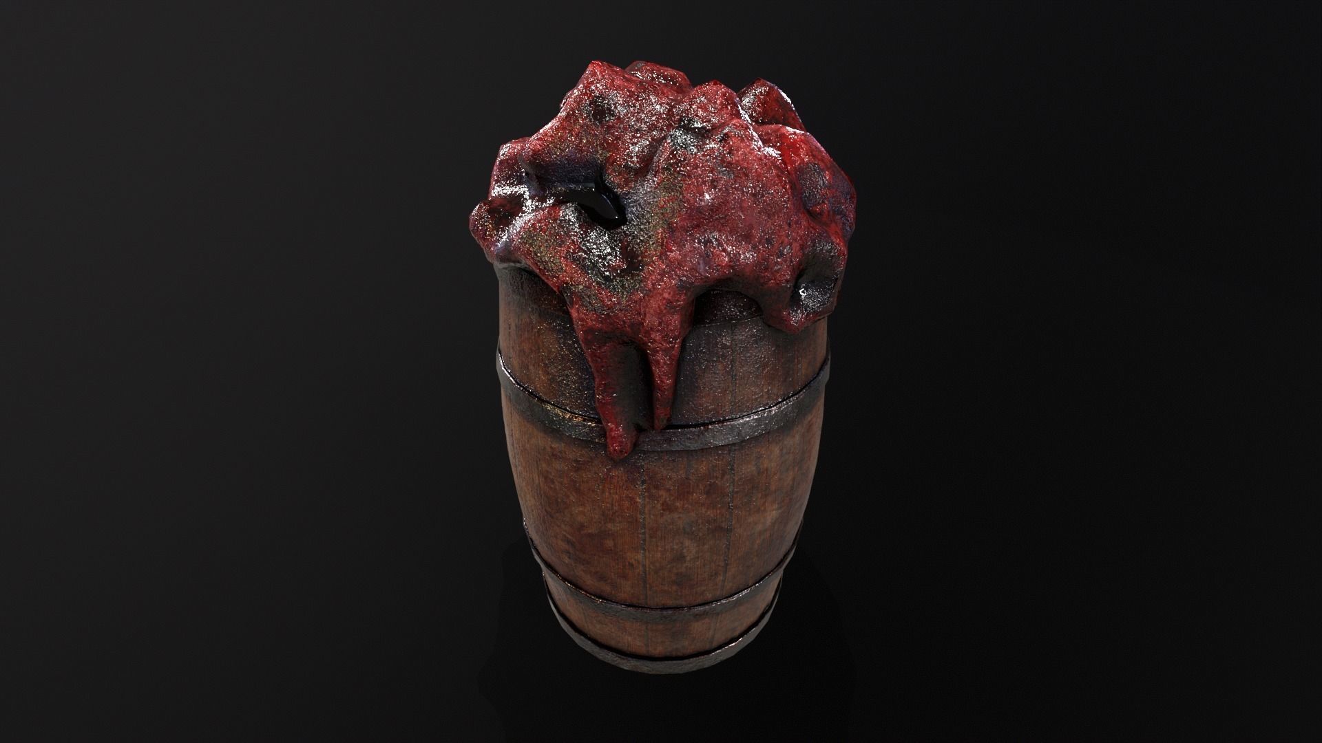 Halloween Barrel With Guts Low-poly 3D model_14