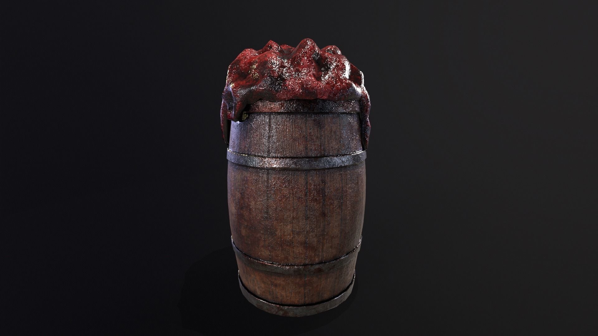 Halloween Barrel With Guts Low-poly 3D model_2