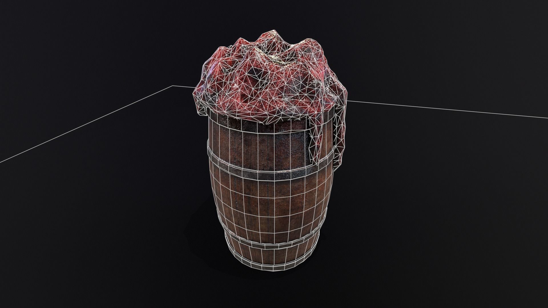 Halloween Barrel With Guts Low-poly 3D model_5