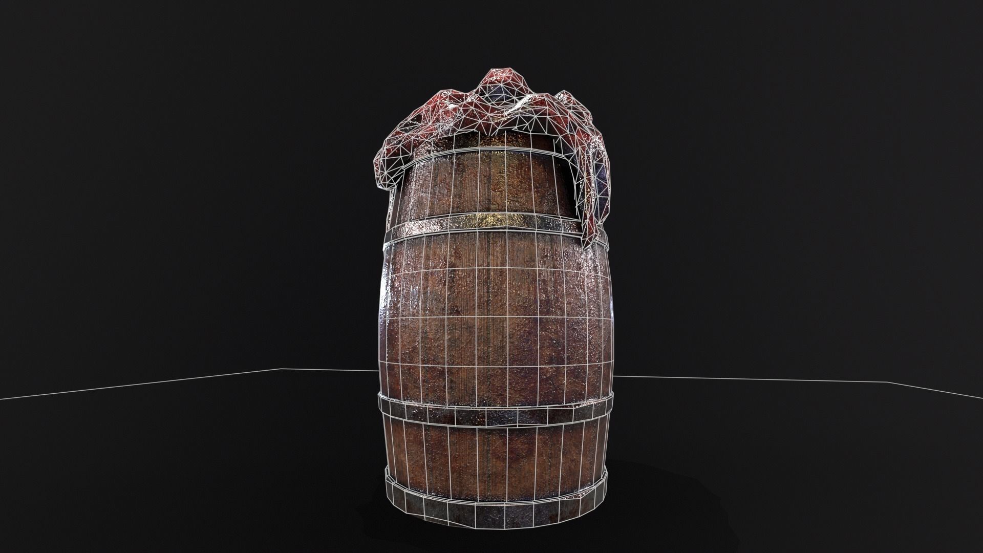 Halloween Barrel With Guts Low-poly 3D model_13
