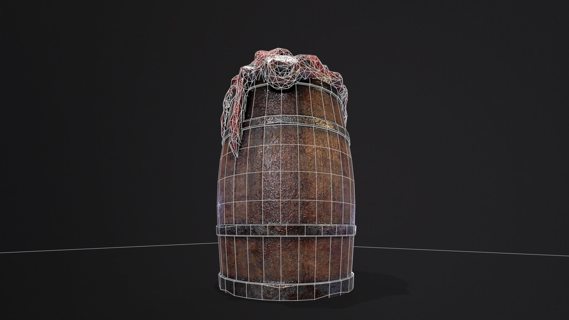 Halloween Barrel With Guts Low-poly 3D model_11