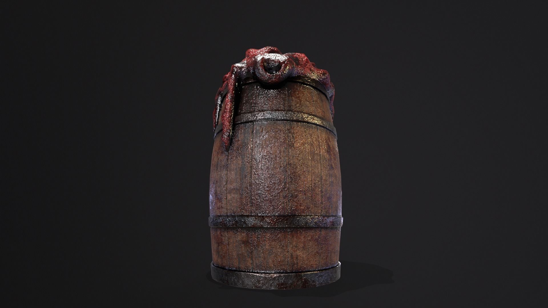 Halloween Barrel With Guts Low-poly 3D model_10