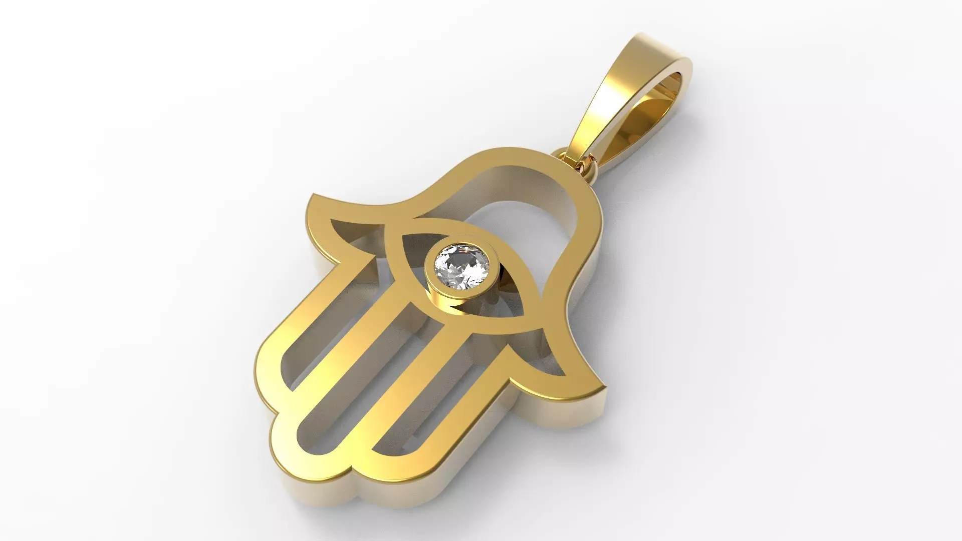Pendant Hamsa One Stone 3D print model