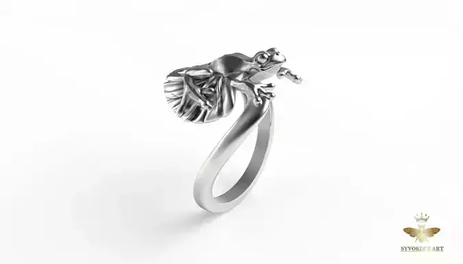 Frog on a leaf ring organic