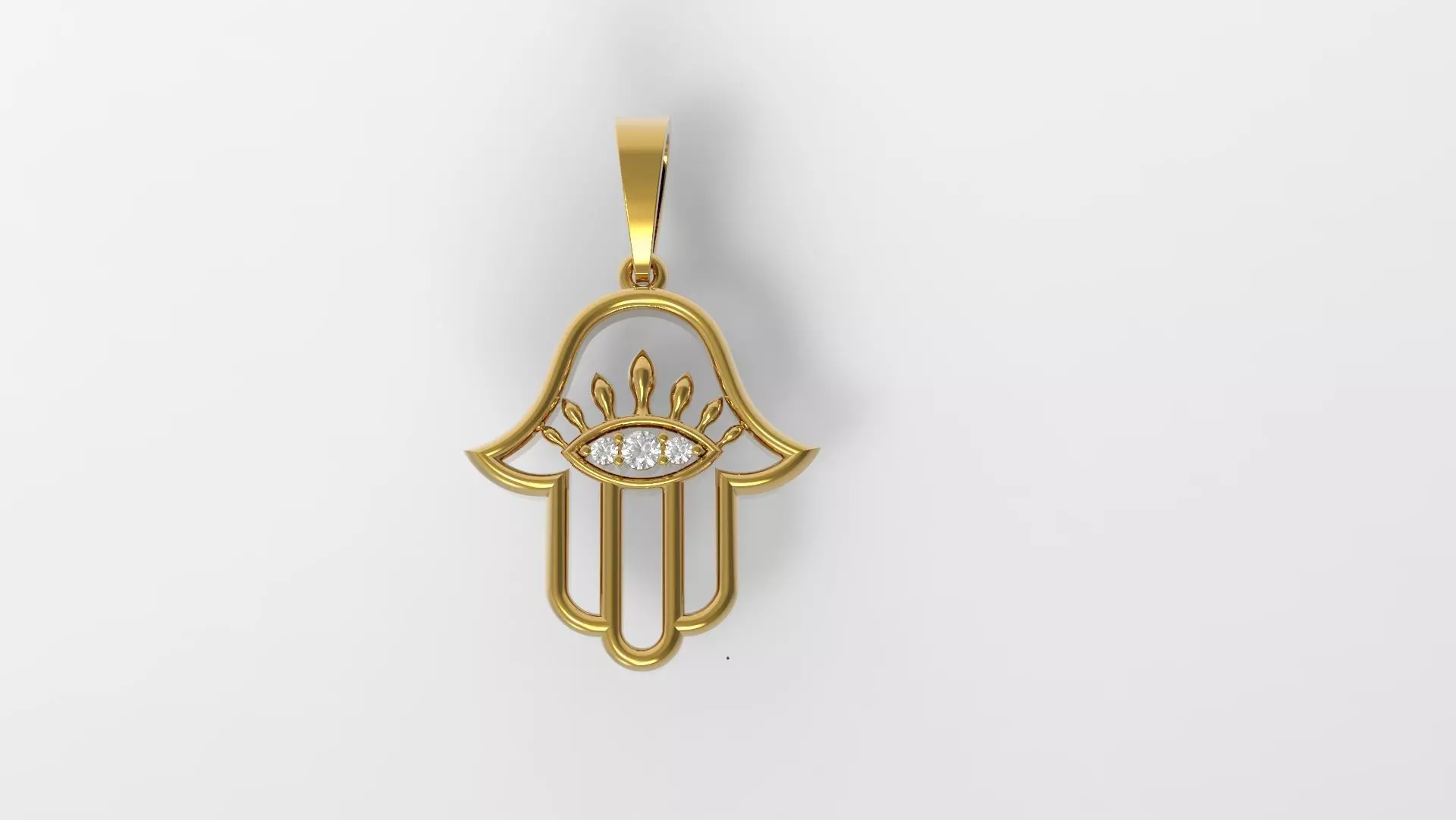 Hamsa Pendant Three diamond 3D print model