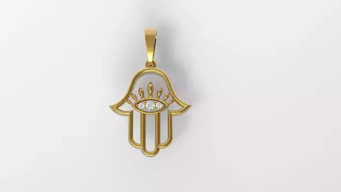 Hamsa Pendant Three diamond 3D print model