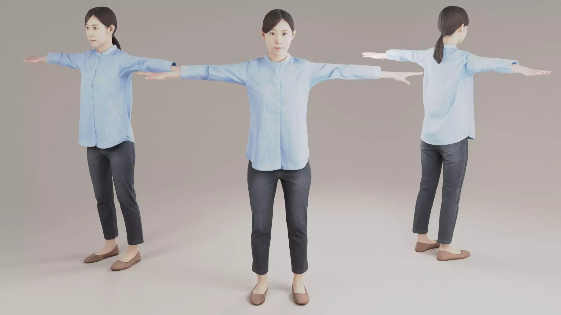 Asian woman Animation3D 166 Mari Low-poly 3D model