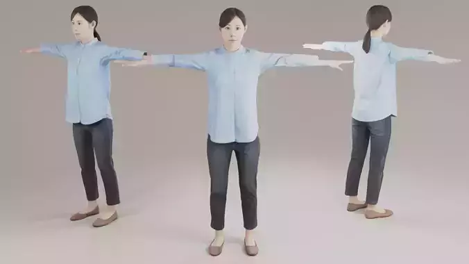 Asian woman Animation3D 166 Mari Low-poly 3D model