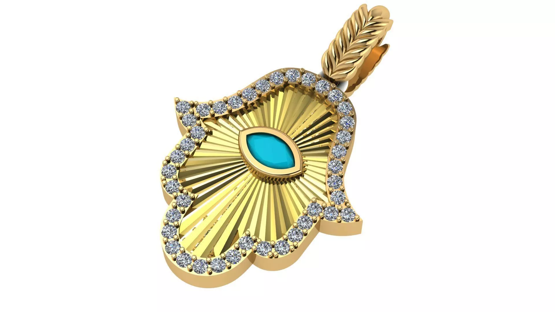 Hamsa Pendant Central Rays medallion 3D print model