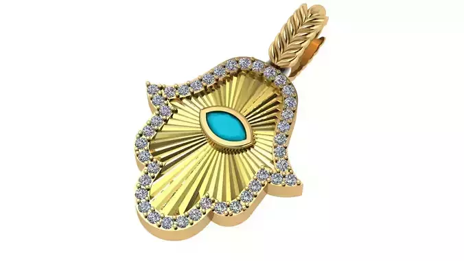 Hamsa Pendant  Central Rays medallion 3D print model
